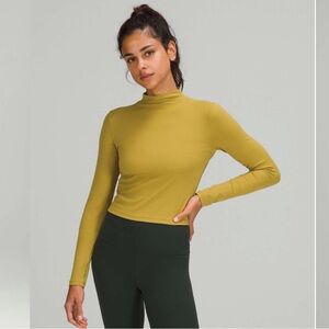 Lululemon All Aligned Mock Neck Long Sleeve Shirt Auric Gold size 10